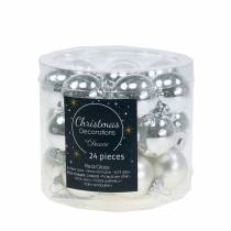 Product Mini Christmas balls silver assorted Ø2.5cm 22 pcs