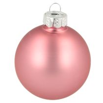 Product Glass Christmas tree ornaments, pink and grey, Ø50mm, 24 pieces