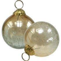 Christmas balls glass Christmas tree balls clear, brown Ø8cm 4pcs