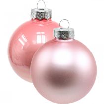 Christmas balls glass Ø4cm pink, cream mix H4.5cm 24p