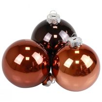 Christmas balls glass brown mix tree balls glossy Ø7.5cm 12 pieces