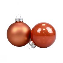 Christmas balls glass Christmas tree balls reddish brown Ø6.5cm 24p
