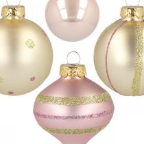 Christmas balls glass pink yellow sorted Ø4.5-7cm 20p