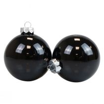 Product Christmas balls glass black tree balls glossy Ø7.5cm 12 pieces