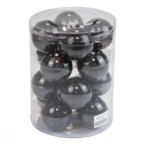 Product Christmas balls glass black tree balls glossy Ø7.5cm 12 pieces