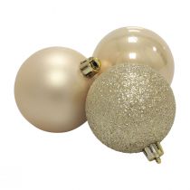 Product Christmas Balls Plastic Champagne Glitter Matt Ø6cm 10 pcs