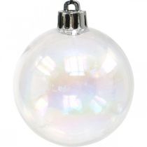 Christmas balls plastic transparent iridescent Ø6cm 12pcs