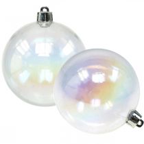 Christmas balls plastic transparent iridescent Ø8cm 6pcs