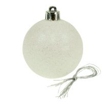 Christmas balls plastic white-mother-of-pearl Ø6cm 10pcs