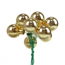 Product Christmas balls on wire glass mirror berries gold 2.5 cm 140 pcs