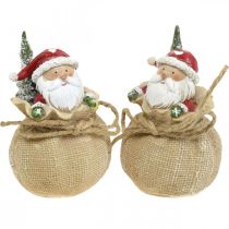 Product Decoration figure Santa Claus in a sack Christmas decoration Ø8cm/H13cm 2 pcs