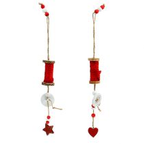 Christmas decorations spool of thread for hanging red 4pcs