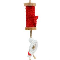 Christmas decorations spool of thread for hanging red 4pcs