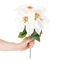 Product Artificial poinsettia, white, large bloom, decorative plant, 40cm