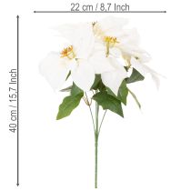 Product Artificial poinsettia, white, large bloom, decorative plant, 40cm