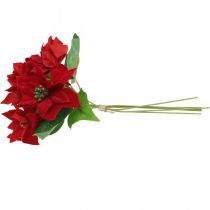 Product Artificial Poinsettia Red Silk Flowers Decoration 6 pcs in bunch