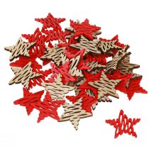 Product Christmas stars for scattering red, natural wood 4cm 72 pcs