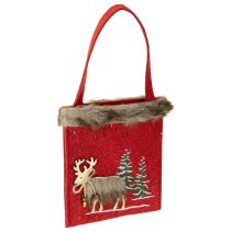 Product Christmas Bag Red with Fur 15.5cm x 18cm 3 pcs