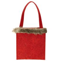 Product Christmas Bag Red with Fur 15.5cm x 18cm 3 pcs