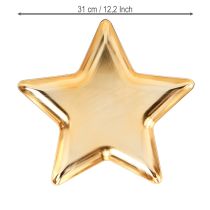 Product Christmas plate star decoration plate gold plastic Ø31cm