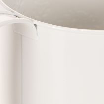 Product White metal watering can with floral motif, 13.5cm, decorative planter
