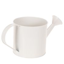 Product White metal watering can with floral motif, 13.5cm, decorative planter