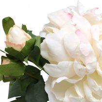 White roses artificial rose large with three buds 57cm