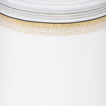 Product White moiré wreath ribbon with pearl edge and taffeta binding, decorative ribbon, mourning ribbon, width 100mm, length 25m