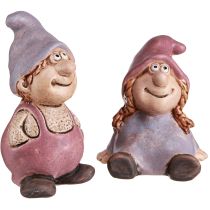 Product Gnome Spring Boy Girl Pair Purple Pink H10/14cm 2 Pcs