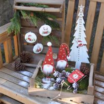 Christmas pendant gnome metal tree decoration Ø8cm 6pcs