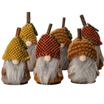 Product Gnome figurine set with knitted hat and acorn, 10cm, 6 pieces