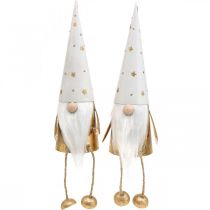Product Gnome Christmas Decoration Figure White, Gold Ø6.5cm H22cm 2 pcs