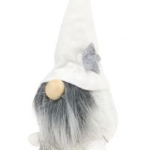 Product Christmas gnome with beard white, grey 12cm 4 pcs