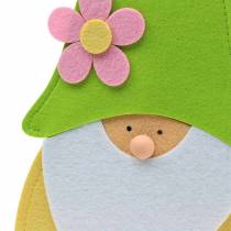 Gnome dwarf standing felt green, yellow, white, pink 33cm × 7cm H81cm for shop window