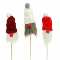 Product Gnome to stick with knitted hat red, white, gray 11–13cm L34–35.5cm 12pcs