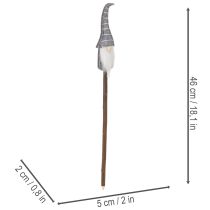 Product Gnome decorative figure with striped hat on wooden stick, 46cm, 6 pieces