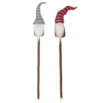 Product Gnome decorative figure with striped hat on wooden stick, 46cm, 6 pieces