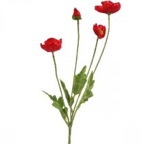 Artificial poppy red flower with 4 poppy flowers H60cm