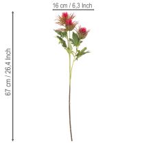Product Artificial red thistle branch for decoration, 67cm, 3 pieces