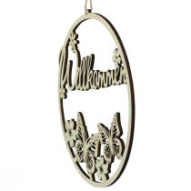 Product Welcome sign, wooden decorative ring with butterfly, Ø21.5cm, 4 pieces - door wreath decoration, spring, natural color
