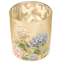Product Decorative glass lantern with floral design for stylish home accents, 8cm, 4 pieces.