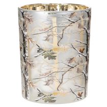 Product Glass lantern with branch design, gold interior, 12cm