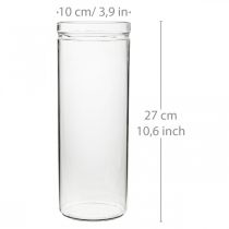 Flower vase, glass cylinder, glass vase round Ø10cm H27cm
