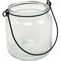Lantern glass hanging lantern with handle Ø8cm H10.5cm