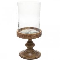 Lantern glass on wooden base decorative glass antique look Ø22cm H45cm