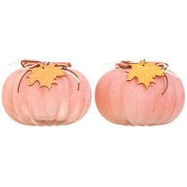 Product Lantern glass pumpkin tealight frosted Ø16cm H11cm 2pcs