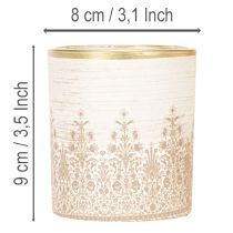 Product Lantern glass tealight holder floral pattern Ø8cm H9cm 2pcs