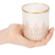 Product Lantern glass tealight holder floral pattern Ø8cm H9cm 2pcs