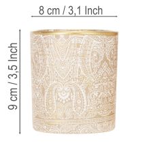 Product Lantern Glass Tea Light Holder Paisley Pattern Ø8cm H9cm 2pcs