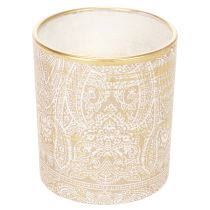 Product Lantern Glass Tea Light Holder Paisley Pattern Ø8cm H9cm 2pcs
